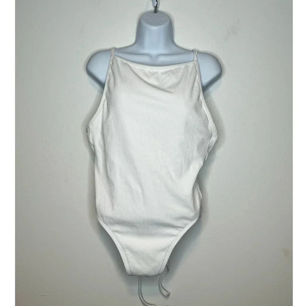 Andies Swim The Paloma‎ White Ribbed One Piece Swimsuit SIZE XXL